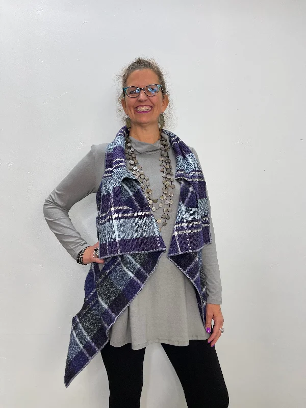 Purple Plaid Heather Reversible Vest