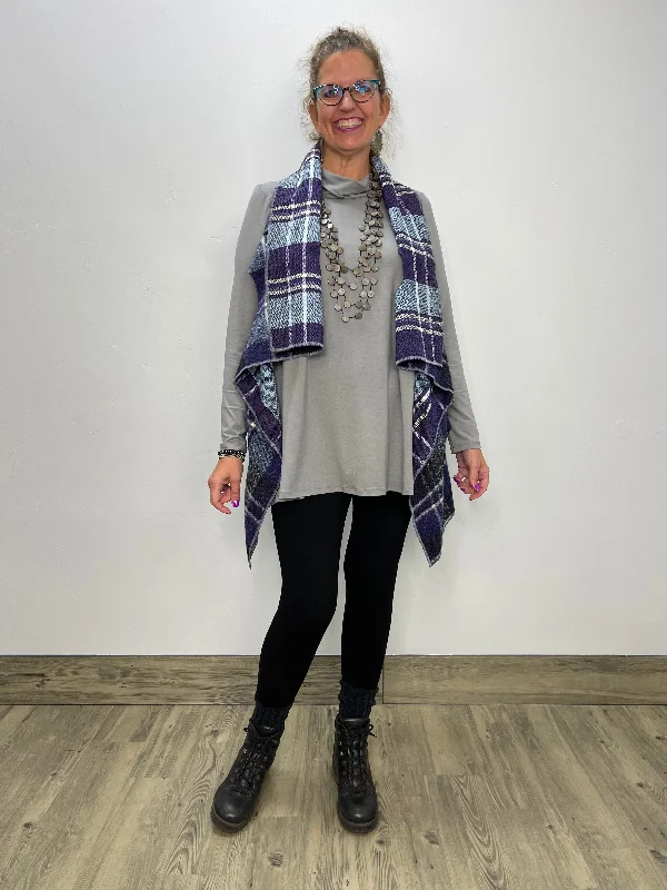 Purple Plaid Heather Reversible Vest