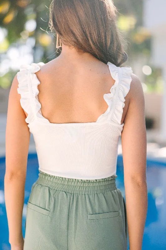 Reach Out White Ruffled Bodysuit