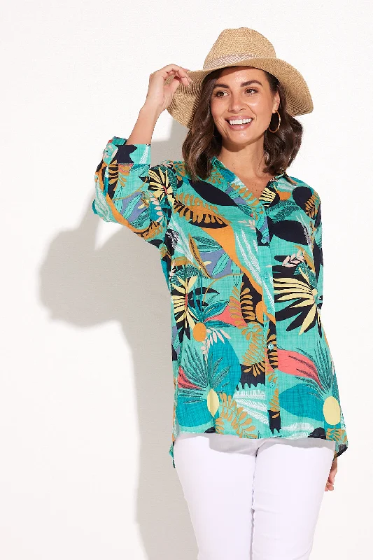 Shiloh Shirt - Aqua Green Tropical