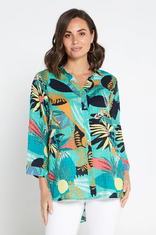 Shiloh Shirt - Aqua Green Tropical