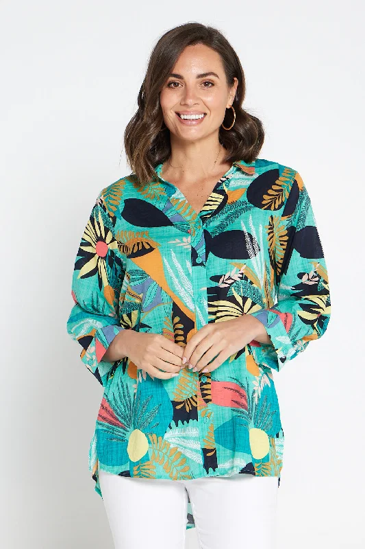 Shiloh Shirt - Aqua Green Tropical