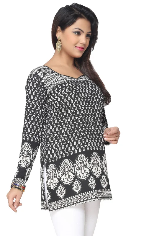 Stylish Black Printed Kurti for Women – Indian Kurti Tops