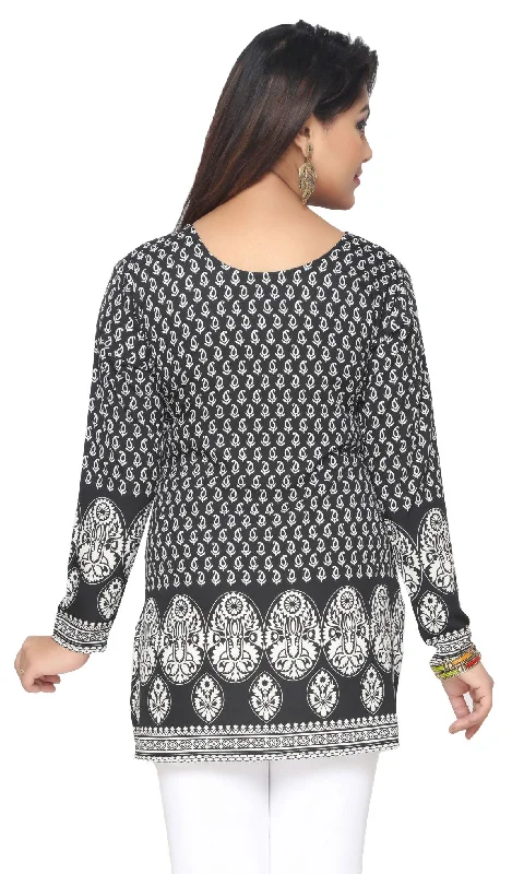 Stylish Black Printed Kurti for Women – Indian Kurti Tops