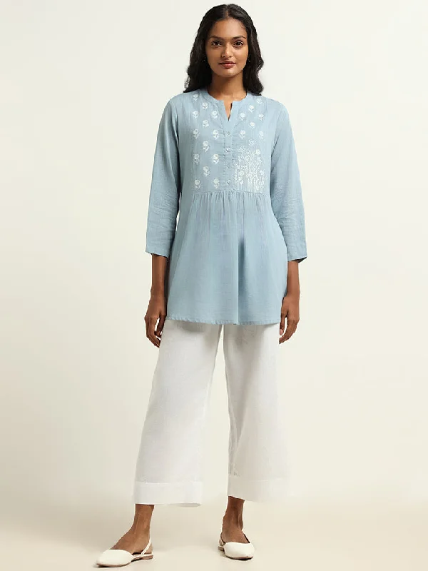 Utsa Blue Embroidered Kurti