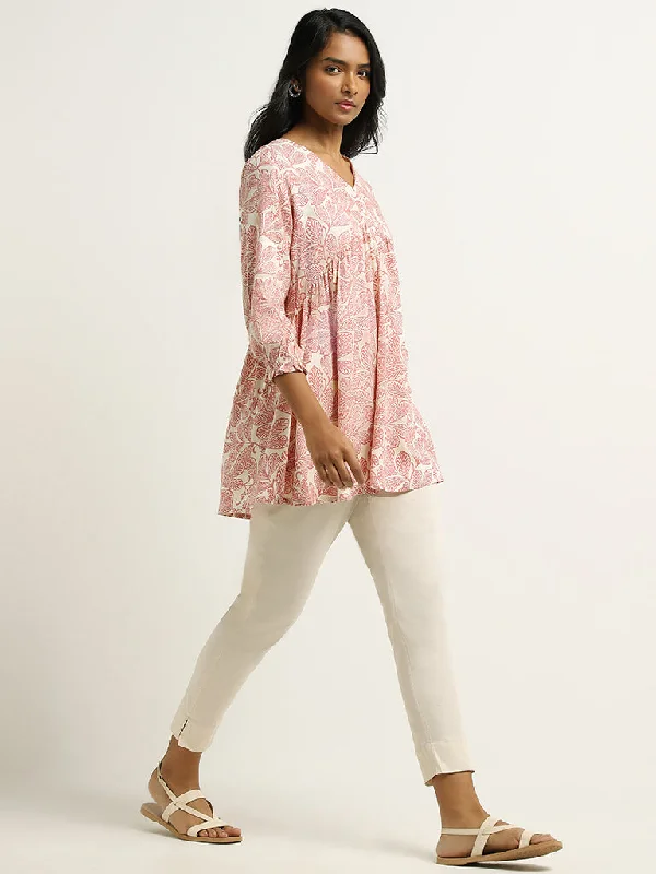 Utsa Pink Printed Kurti