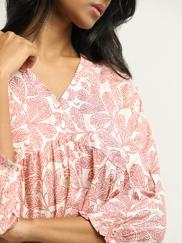 Utsa Pink Printed Kurti