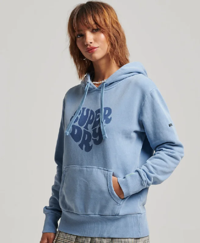 Vintage Peace & Love Hoodie | Pottery Blue