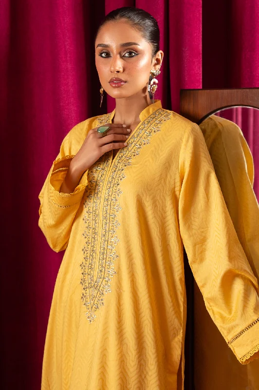 2PC Yellow Embroidered