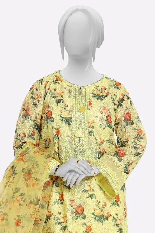 Yellow Embroidered 3PC