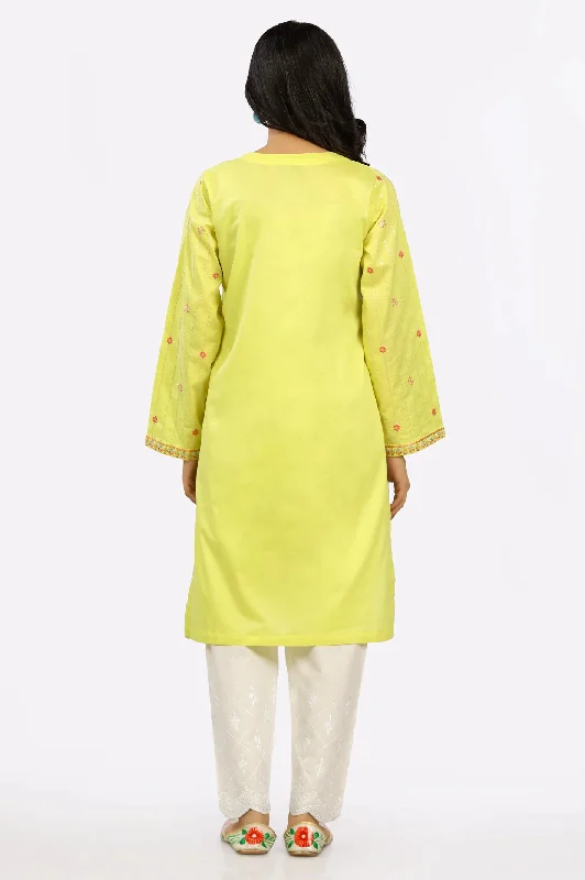 Yellow Embroidered Kurti