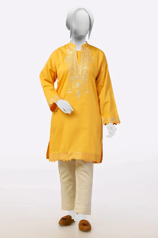 Yellow Embroidered Kurti