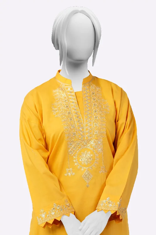 Yellow Embroidered Kurti