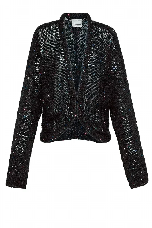 Women's Sequins Kimono Cardigan In Noir