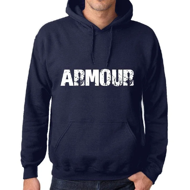 Unisex Printed Graphic Cotton Hoodie Popular Words ARMOUR French Navy