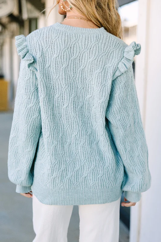 Brand New Day Sage Green Ruffled Sweater