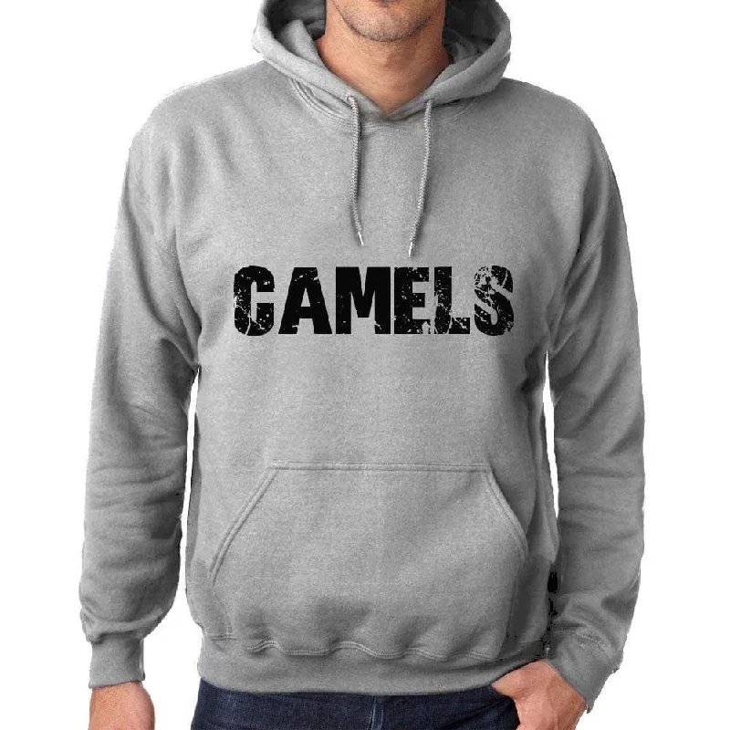 Unisex Printed Graphic Cotton Hoodie Popular Words CAMELS Grey Marl