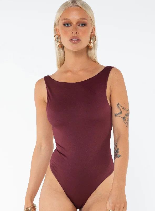 Coomba Backless Bodysuit Burgundy