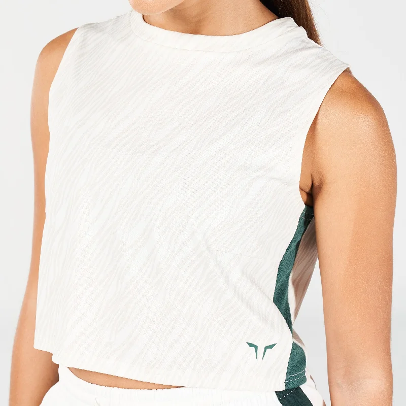 Core Wild Print Crop Tank - Pearl White