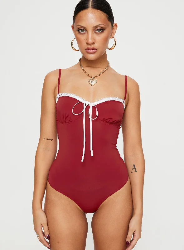 Damsel Bodysuit Burgundy