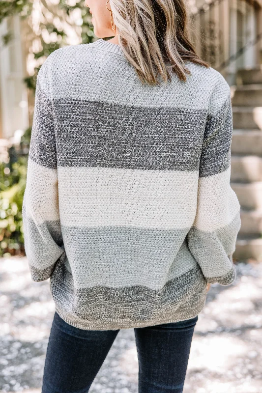 Ease Your Mind Gray Colorblock Sweater