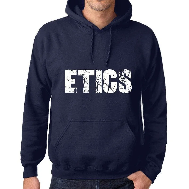 Unisex Printed Graphic Cotton Hoodie Popular Words ETICS French Navy