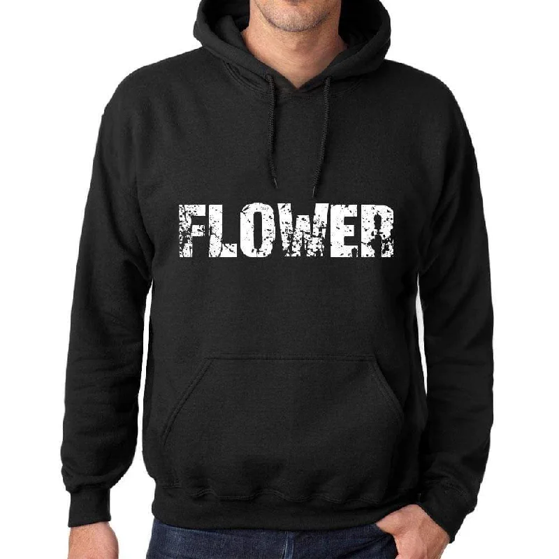 Men's Women's Unisex Printed Graphic Cotton Hoodie Soft Heavyweight Hooded Sweatshirt Pullover Popular Words FLOWER Deep Black