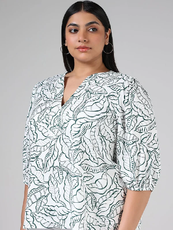 Gia Green Leaf Printed Blouse