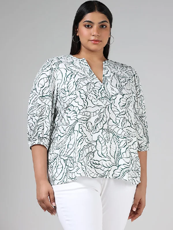 Gia Green Leaf Printed Blouse