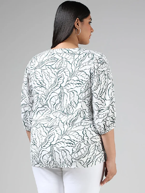 Gia Green Leaf Printed Blouse