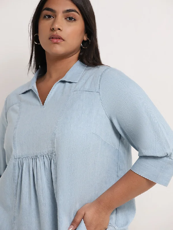 Gia Light Blue Chambray Blouse