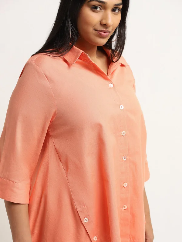 Gia Orange Drop Tail Blended Linen Shirt