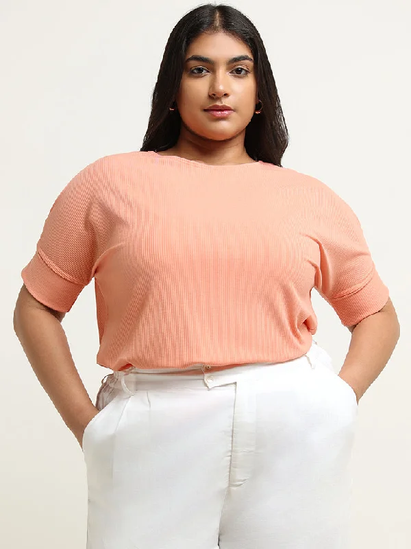 Gia Orange Ribbed Top