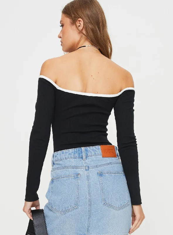 Jacinto Off The Shoulder Bodysuit Black