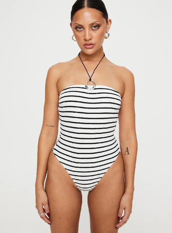 Leopold Strapless Bodysuit Black / White