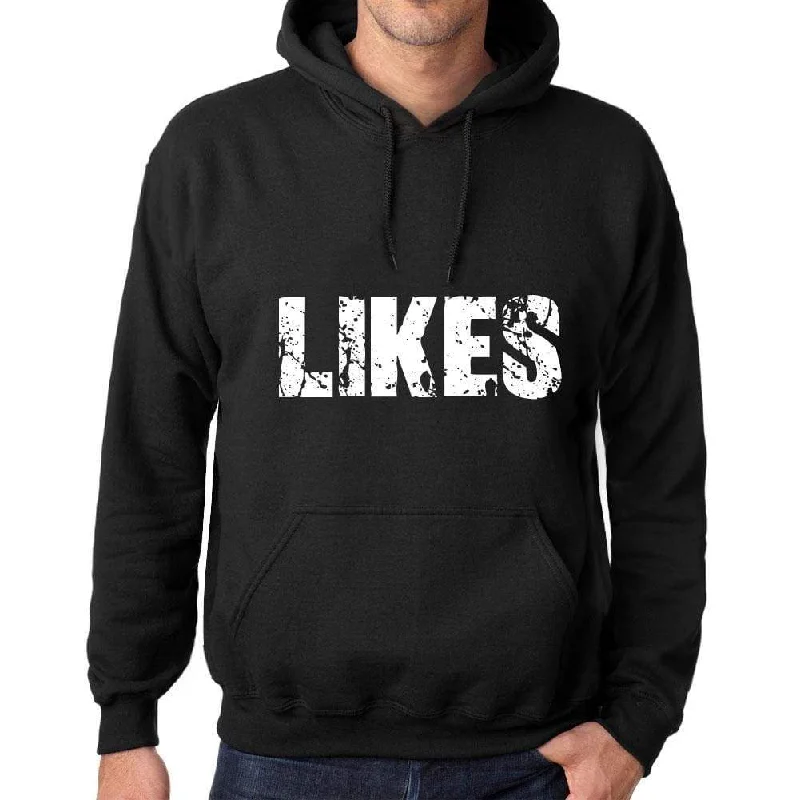 Men's Women's Unisex Printed Graphic Cotton Hoodie Soft Heavyweight Hooded Sweatshirt Pullover Popular Words LIKES Deep Black