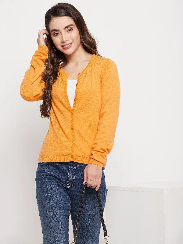 MADAME Mustard Solid Cardigan