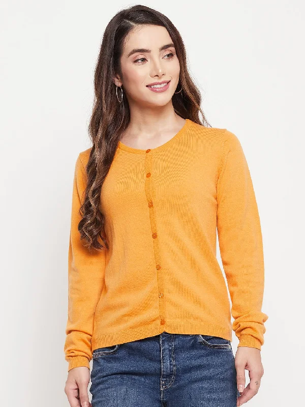 MADAME Mustard Solid Cardigan