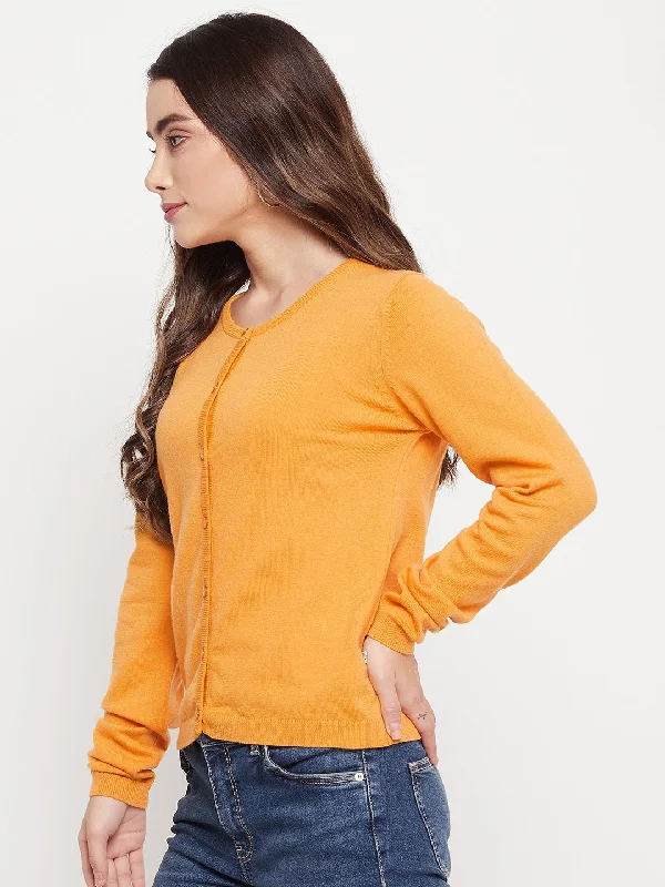 MADAME Mustard Solid Cardigan