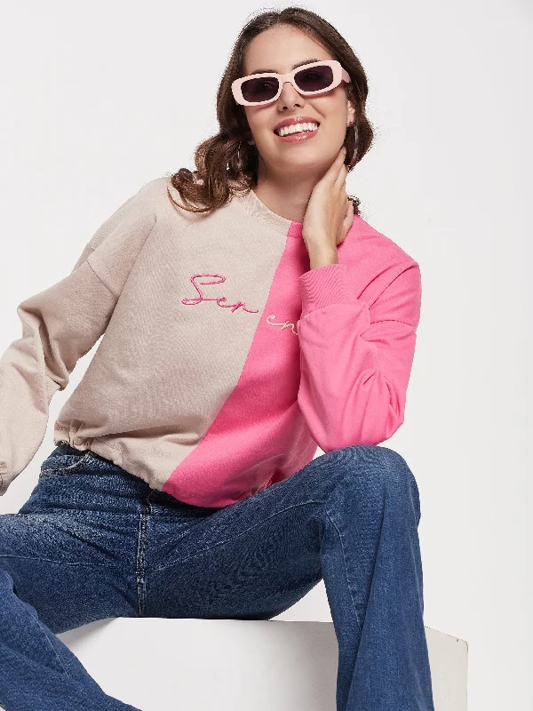 Madame Fuchsia Pink Color Block Sweatshirt