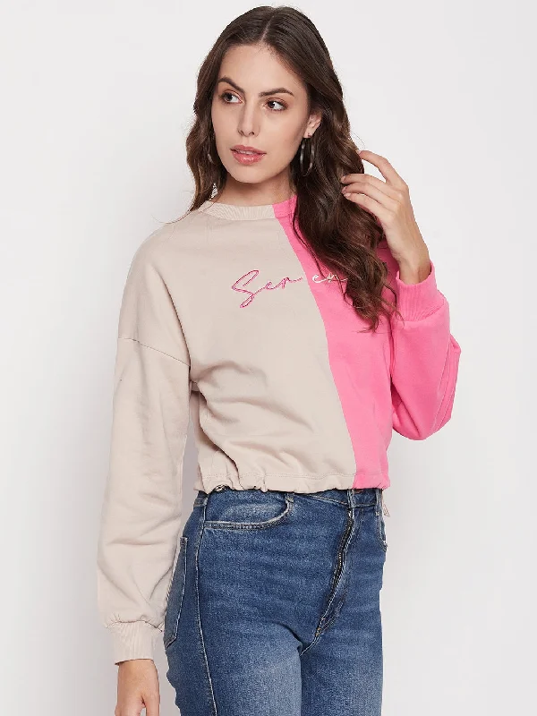 Madame Fuchsia Pink Color Block Sweatshirt