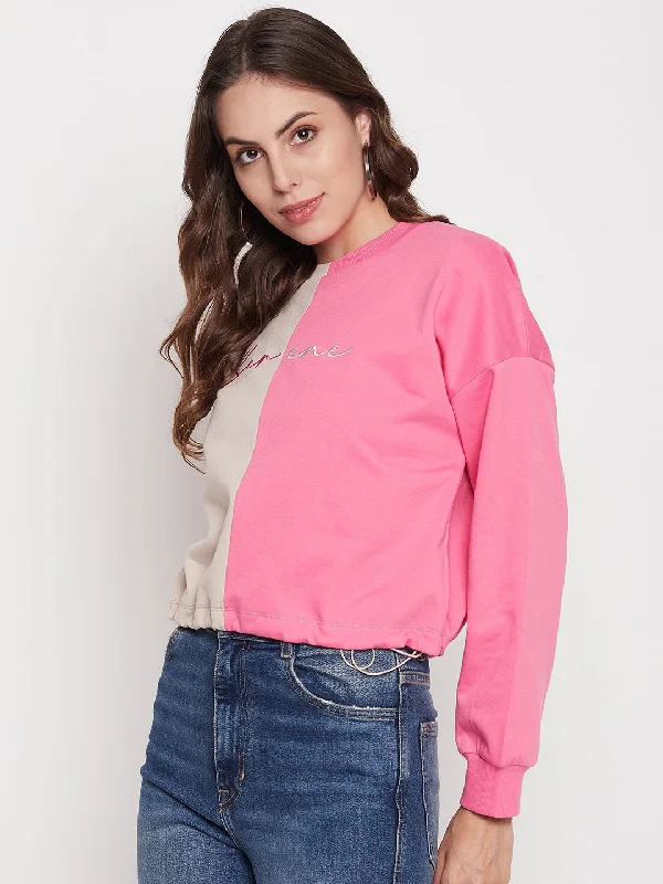 Madame Fuchsia Pink Color Block Sweatshirt