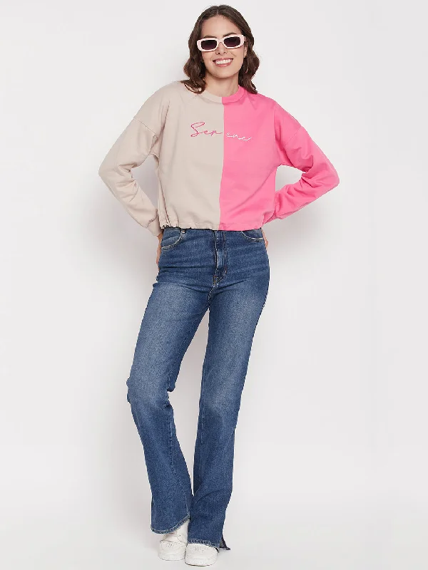 Madame Fuchsia Pink Color Block Sweatshirt