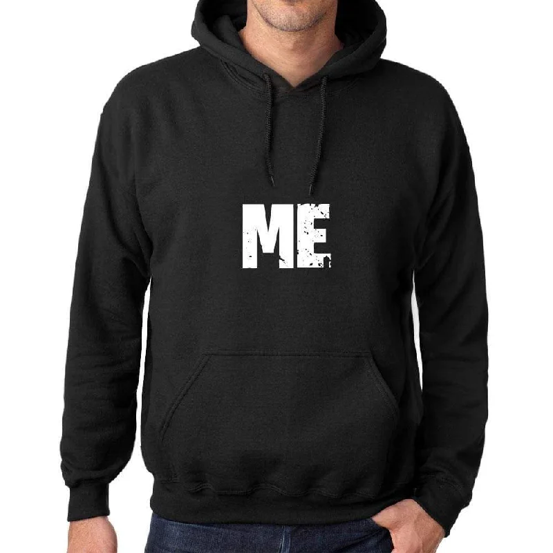 Men's Women's Unisex Printed Graphic Cotton Hoodie Soft Heavyweight Hooded Sweatshirt Pullover Popular Words ME Deep Black