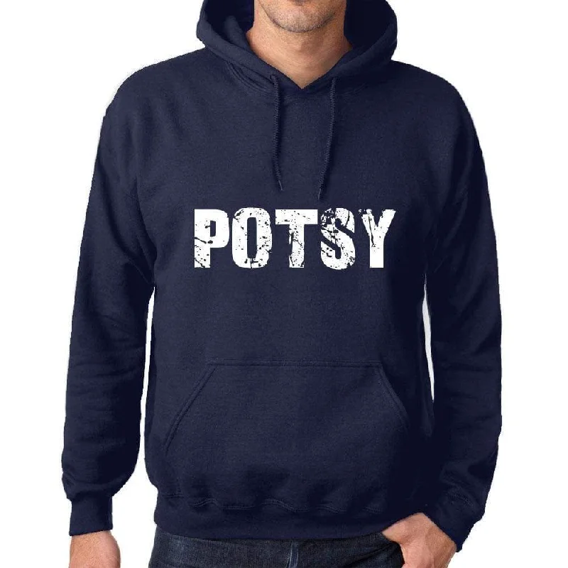 Unisex Printed Graphic Cotton Hoodie Popular Words POTSY French Navy