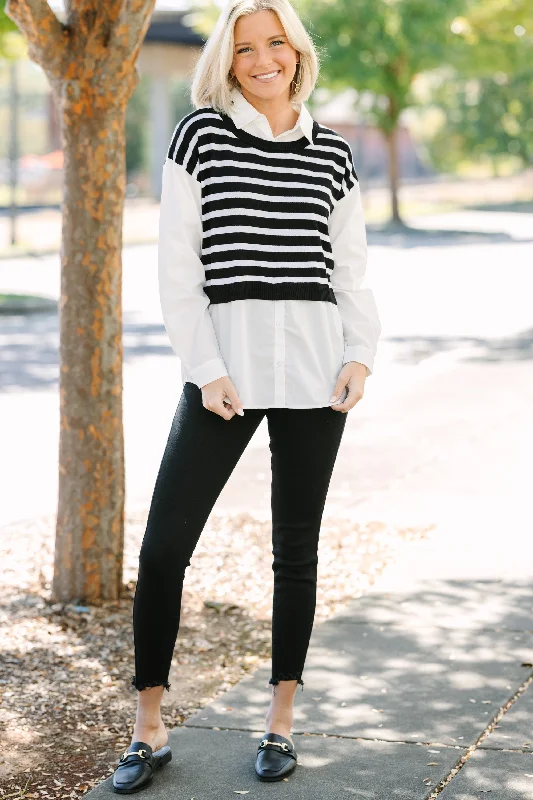 Precise Perfection Black Striped Sweater