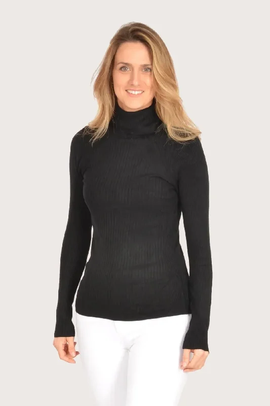 Ribbed Polo Neck Top