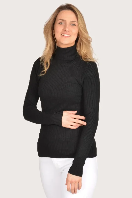 Ribbed Polo Neck Top