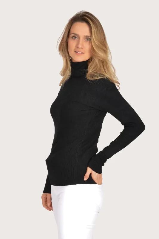 Ribbed Polo Neck Top