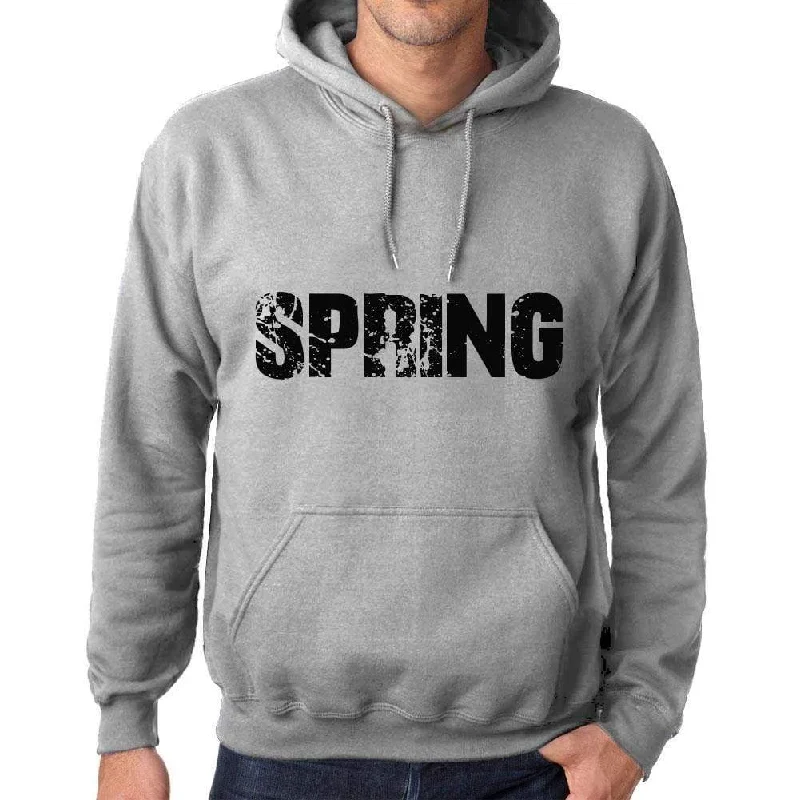 Unisex Printed Graphic Cotton Hoodie Popular Words SPRING Grey Marl